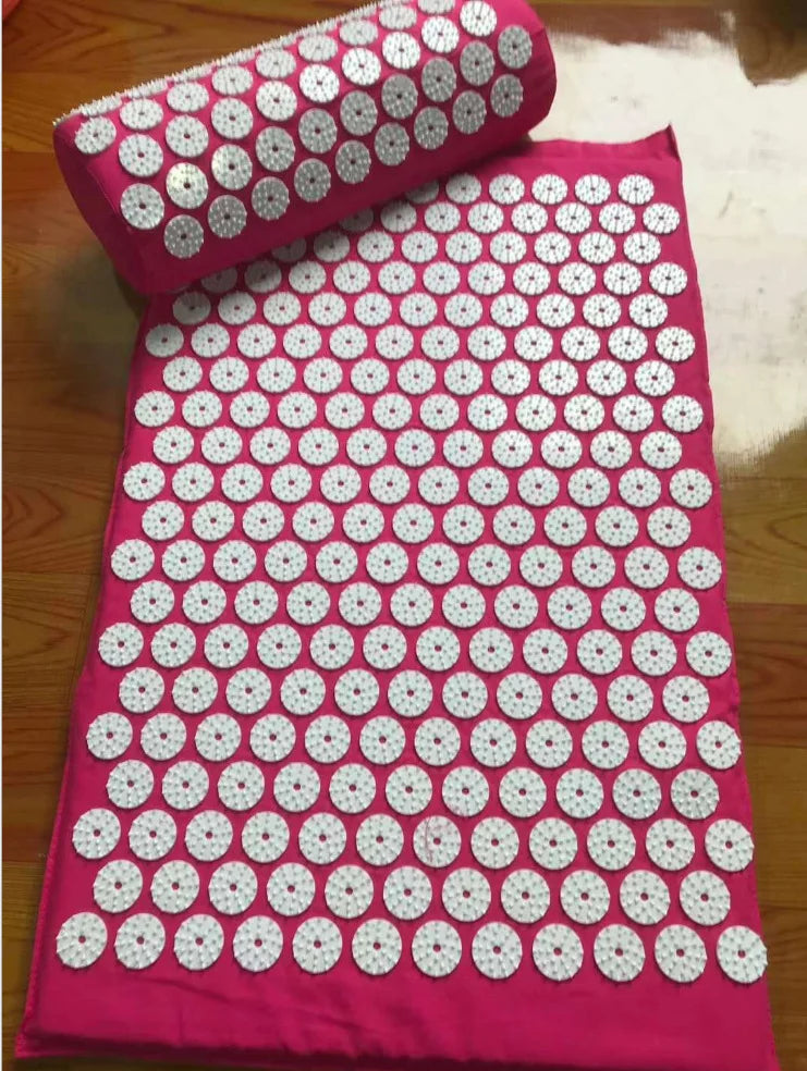 Acupressure Mat Sensi Massage Mat Pillow Set Applicator for Neck Foot Yoga Mat with Needle Back Cushion